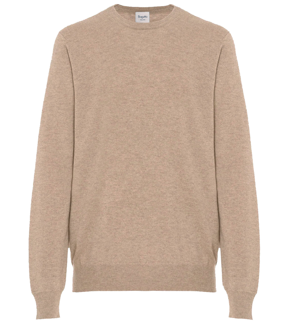Bagutta Men Crew Neck Gauge Sweaters Beige