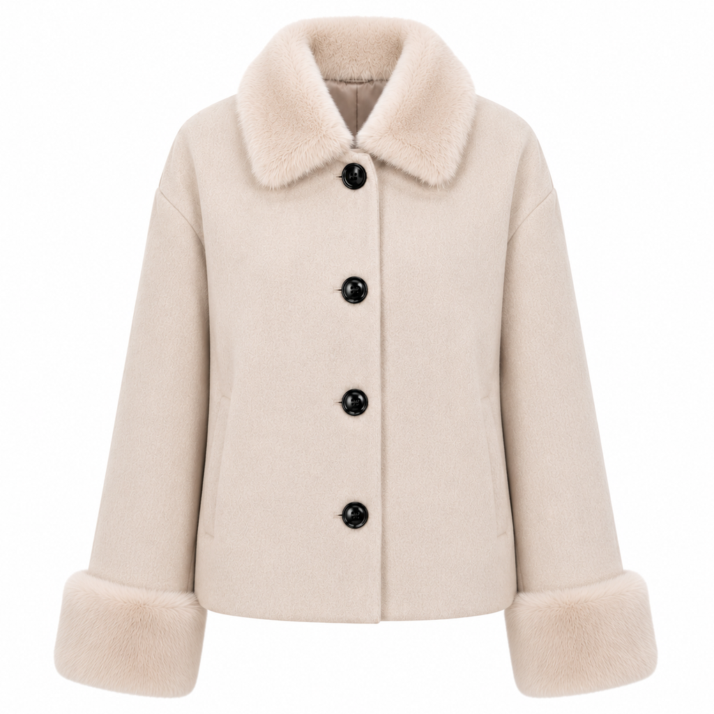 Loro Piana Fabric Women Coat Short Pelliccia Beige