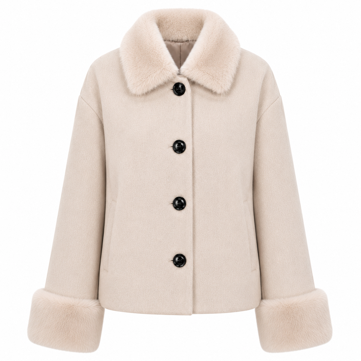 Loro Piana Fabric Women Coat Short Pelliccia Beige