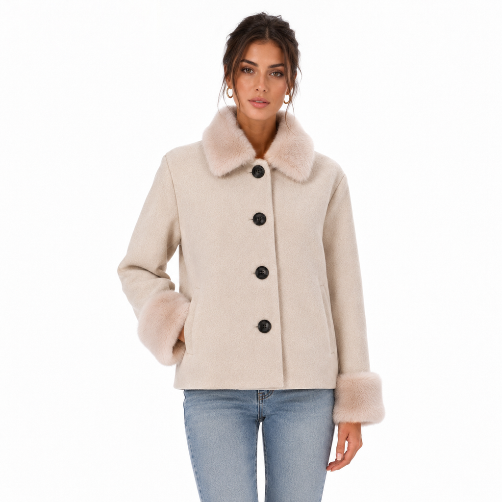 Loro Piana Fabric Women Coat Short Pelliccia Beige
