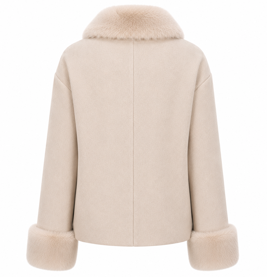 Loro Piana Fabric Women Coat Short Pelliccia Beige