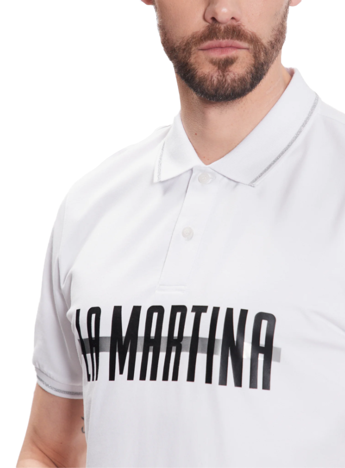La Martina Men Polo Jersey Silky Fini White