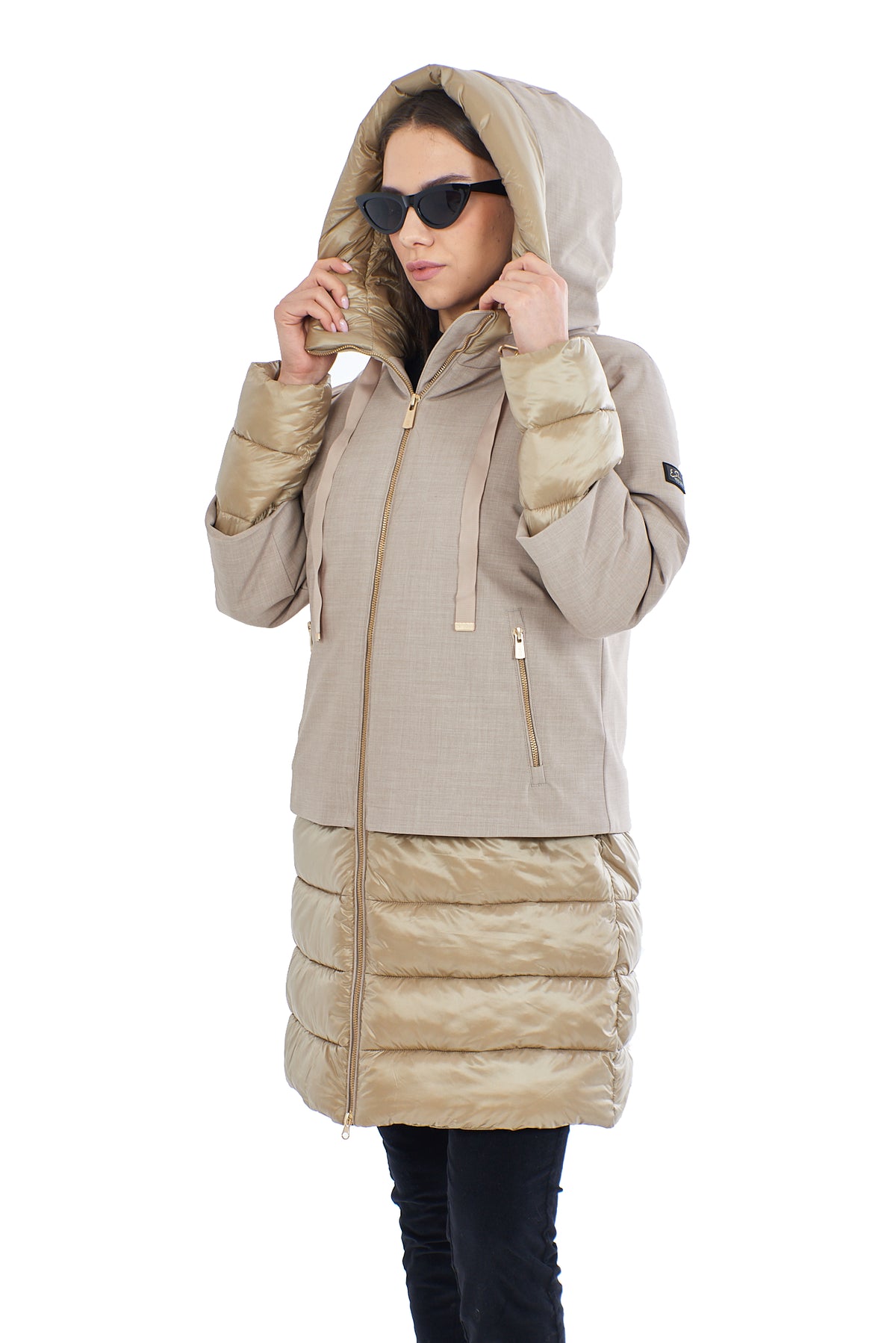 Yes Zee Women Down Jacket Tessuto Beige