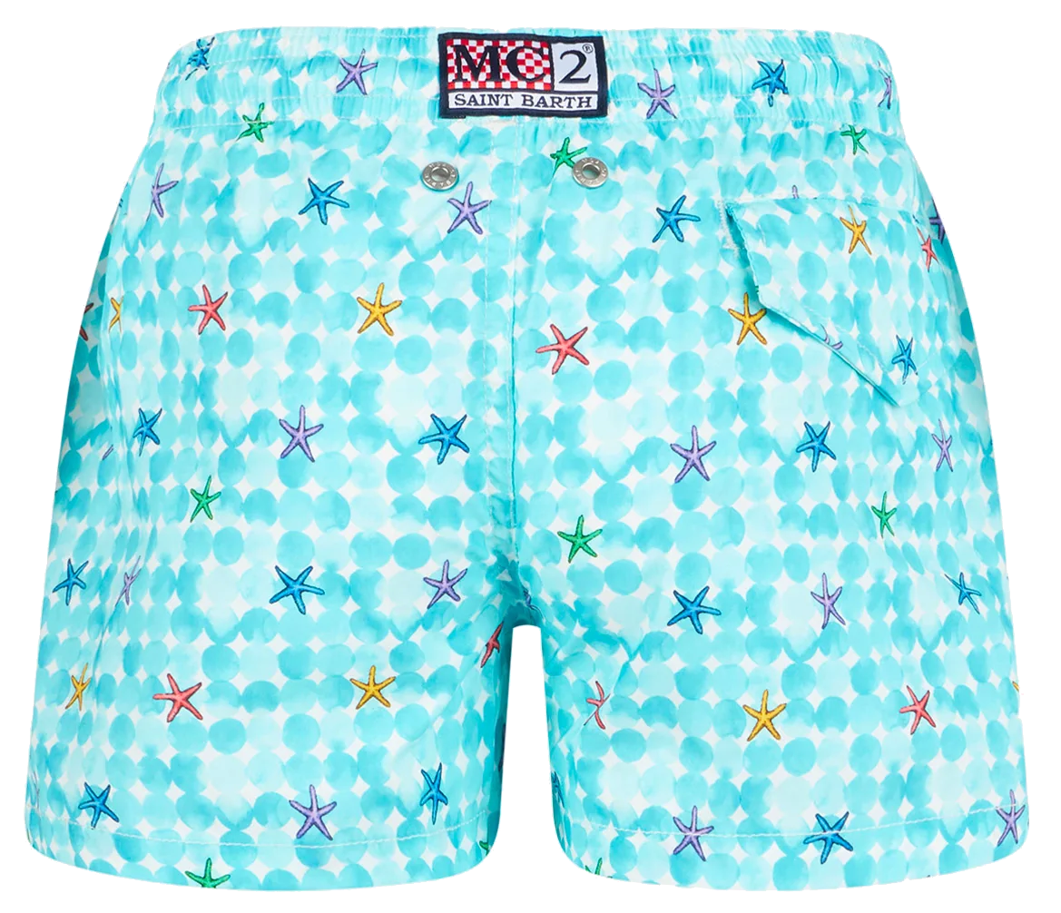 MC2 Saint Barth Men Comfort Light Bubble Star Swimwear Light Blue