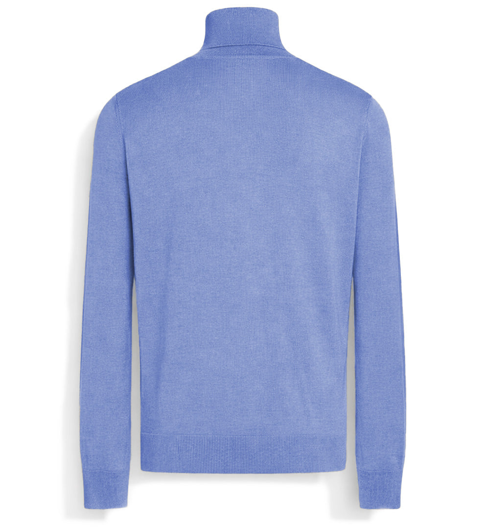 Emilio Romanelli Men Knit Turtleneck Gauge Light Blue