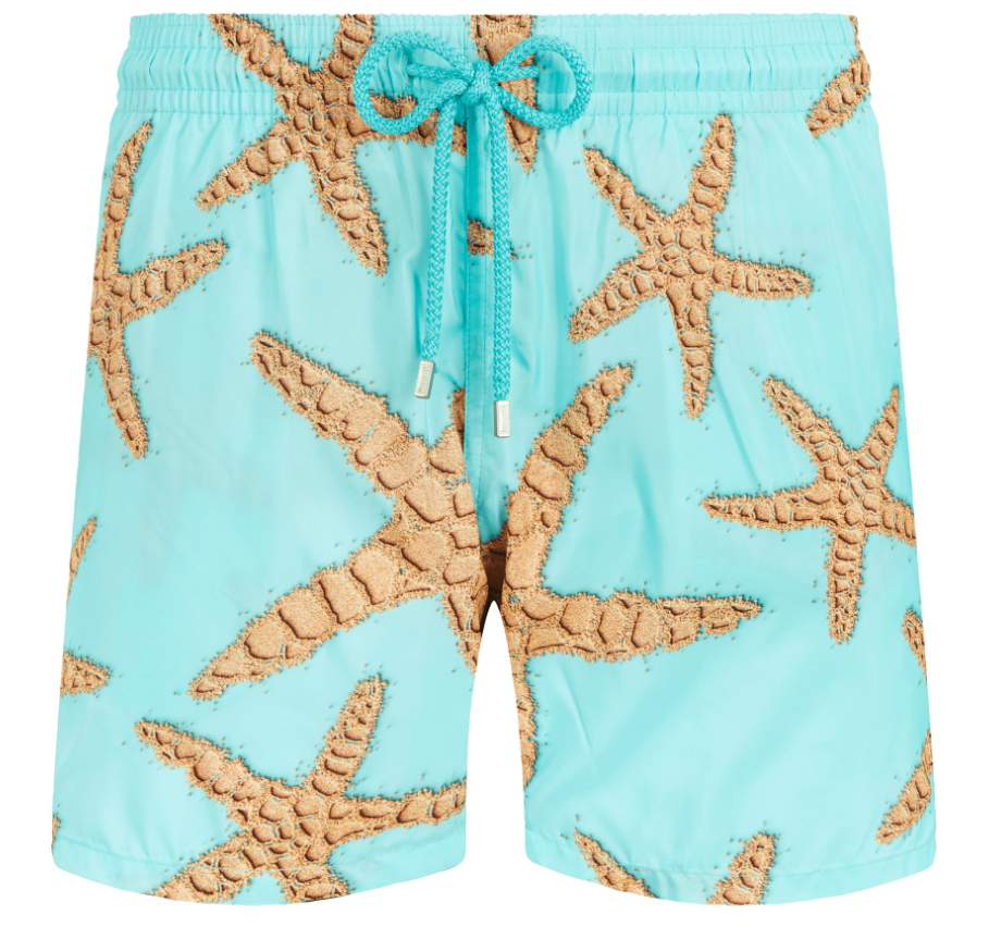 Vilebrequin Men Swim Shorts Sand Starlettes Light Blue