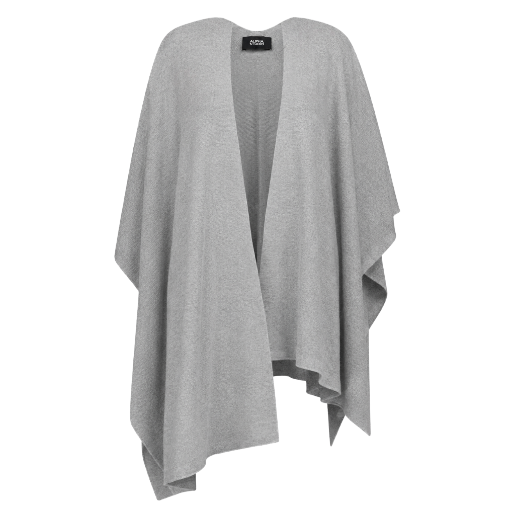 Alpha Studio Unisex Poncho Flanella Poncho Grey