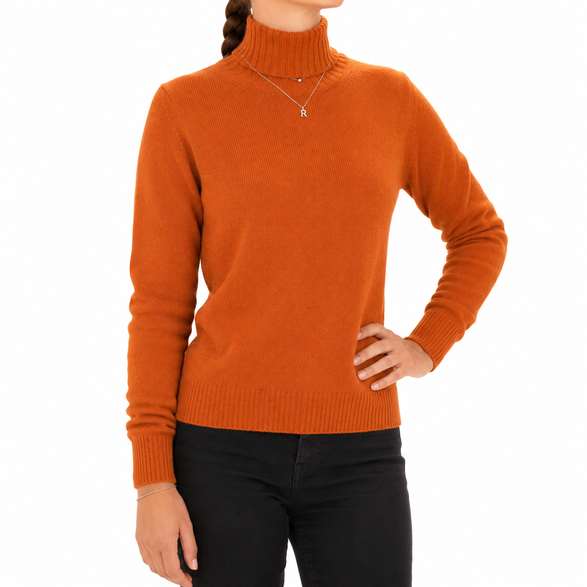 Emilio Romanelli Women Knit Cashmere Turtleneck Orange