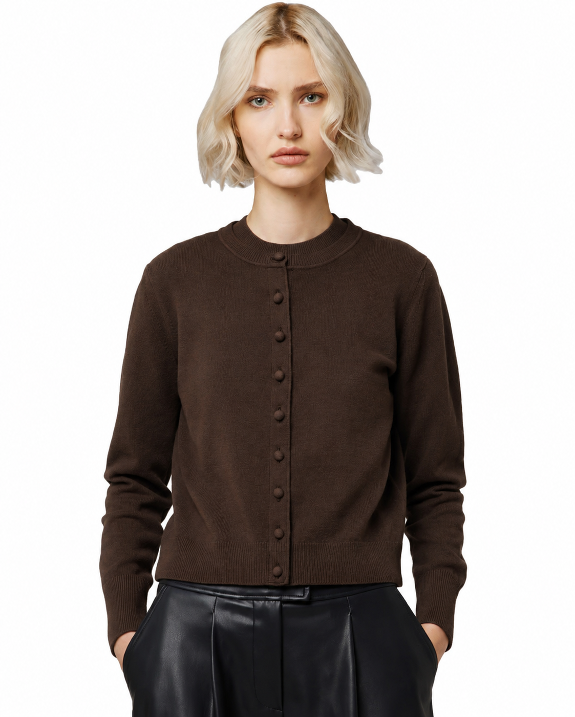 Alpha Studio Women Rebecca Cropped Long Retrò Sweaters Brown