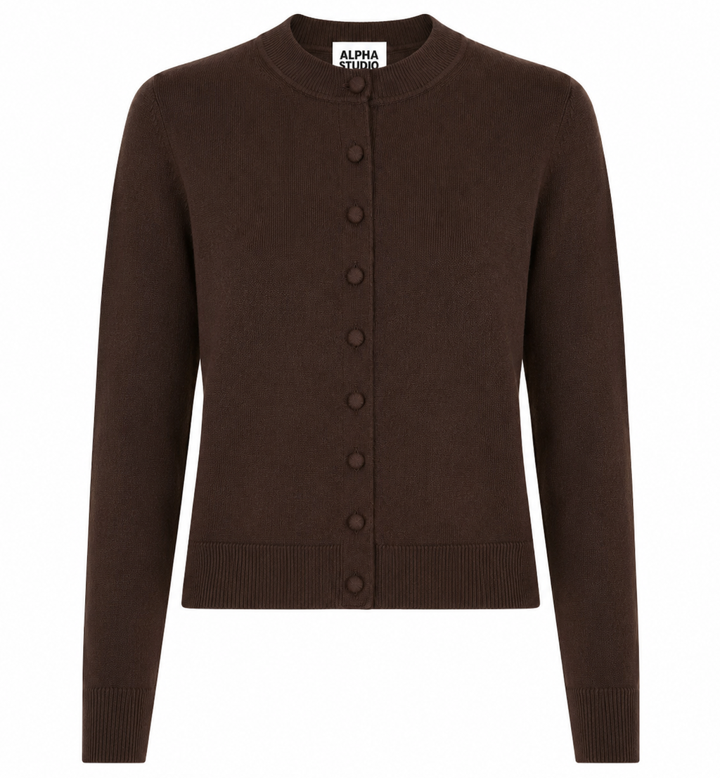 Alpha Studio Women Rebecca Cropped Long Retrò Sweaters Brown