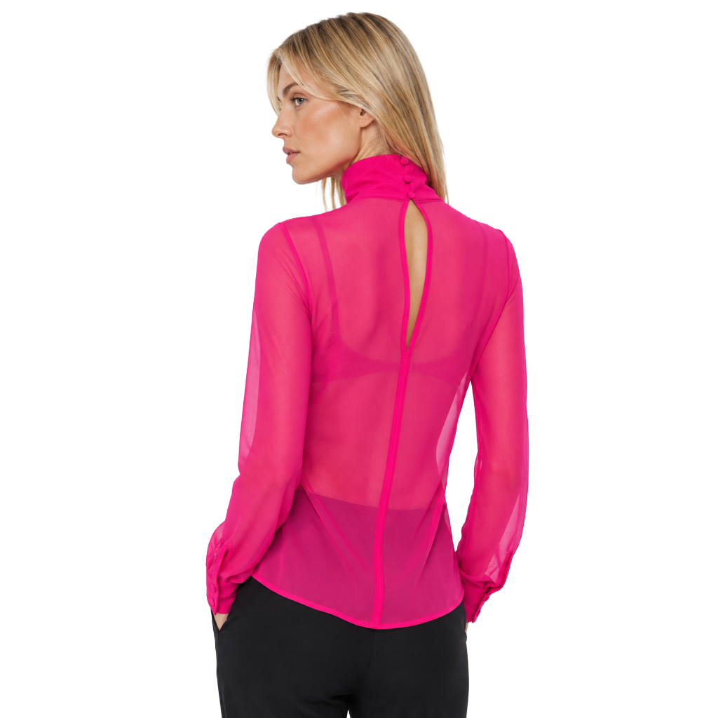 Pinko Women Verdeca Blusa Georgette Blouse Fuchsia