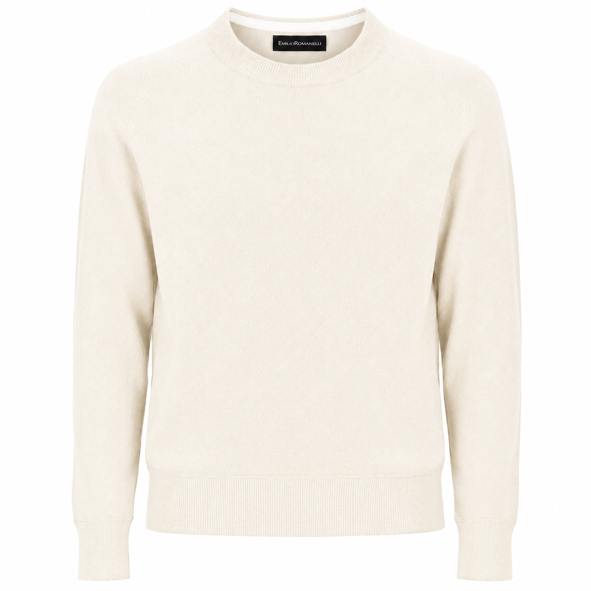 Emilio Romanelli Men Crew Neck Cream Sweaters White