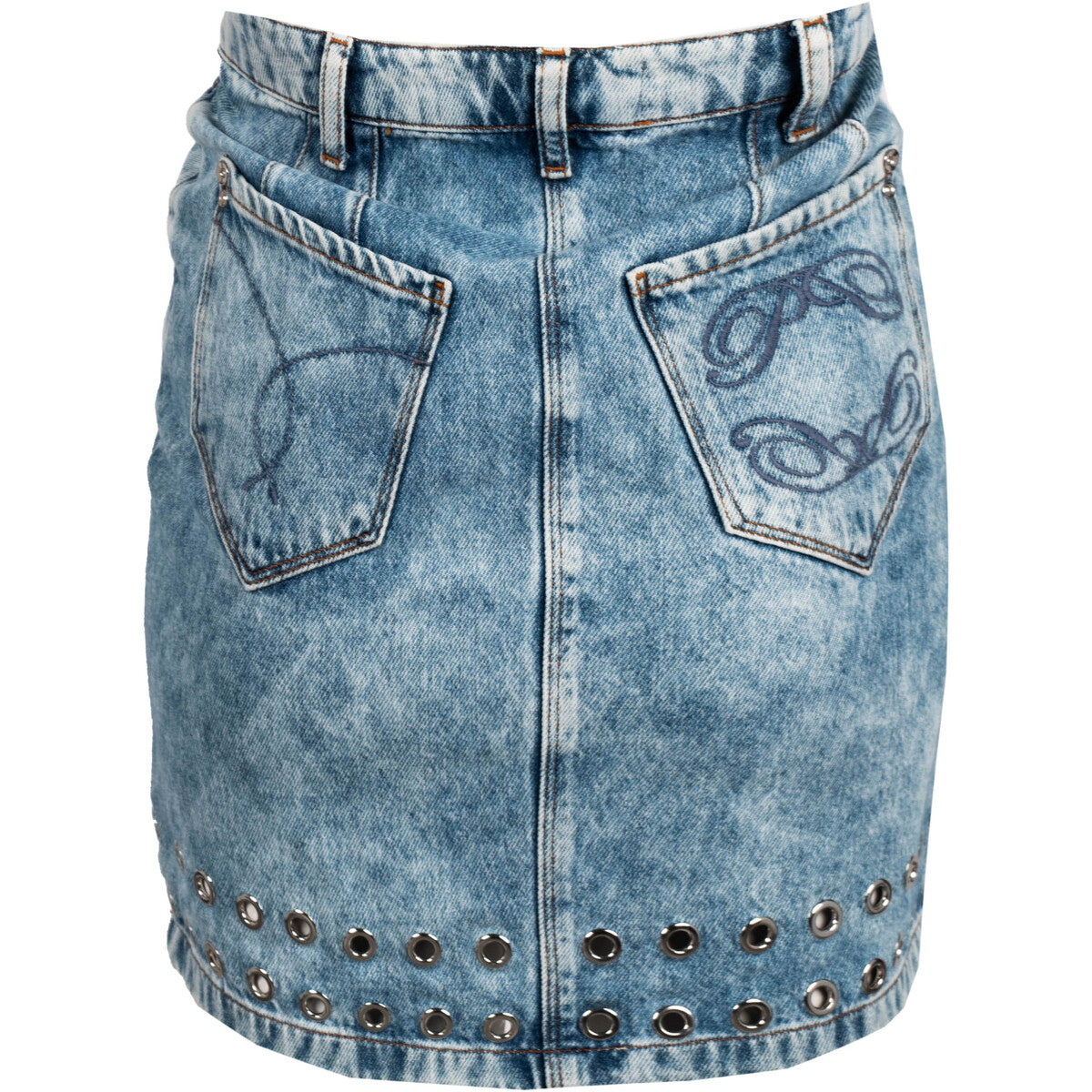Patrizia Pepe Women Skirt Denim Washed Light Blue