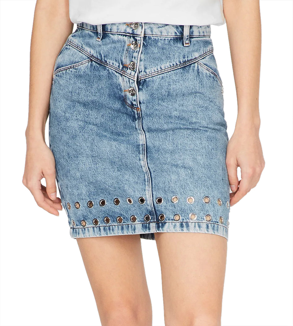 Patrizia Pepe Women Skirt Denim Washed Light Blue