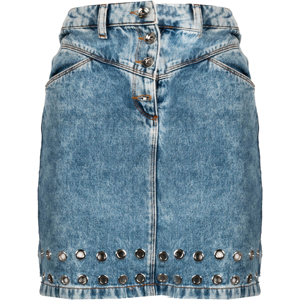 Patrizia Pepe Women Skirt Denim Washed Light Blue