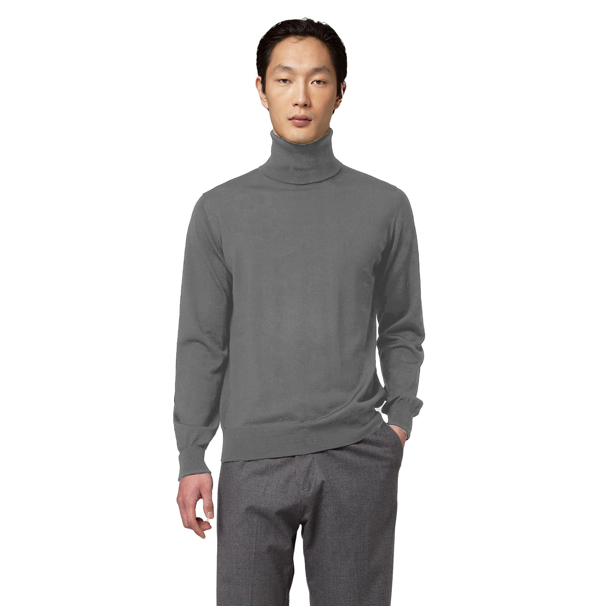Alpha Studio Men Knit Turtleneck Flanella Grey