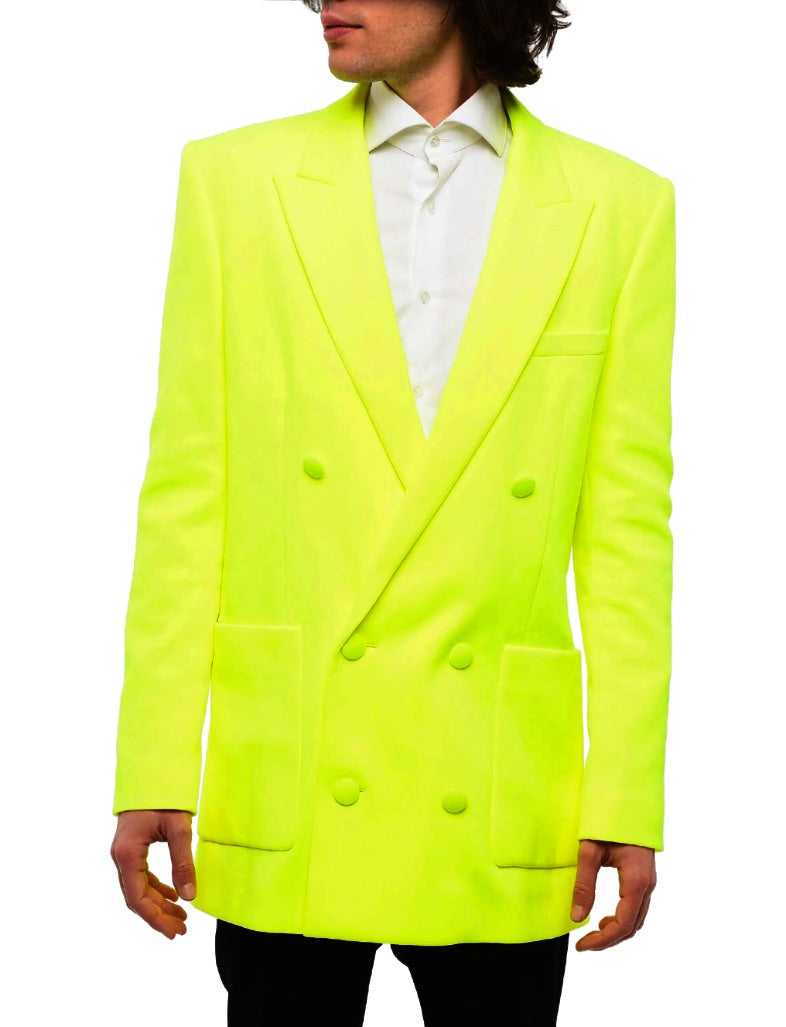 Balmain Men Blazer Double-Breasted Fluo Yellow