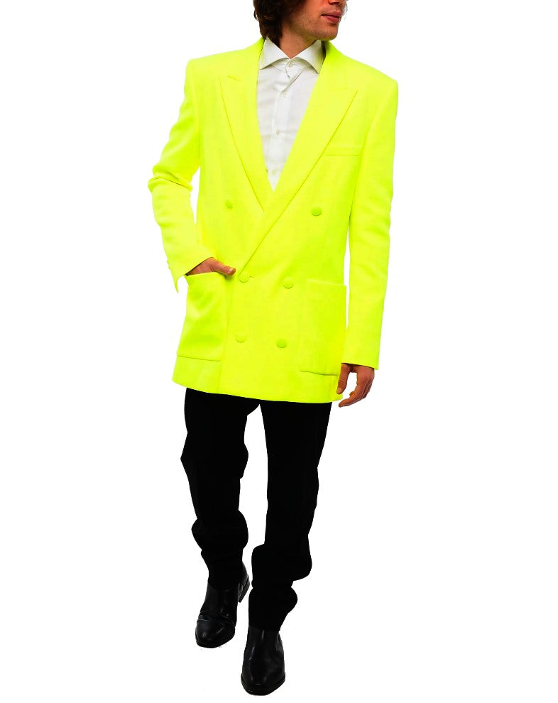 Balmain Men Blazer Double-Breasted Fluo Yellow