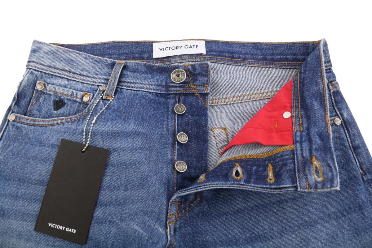 Victory Gate Men Denim Slim Indaco Mid Jeans Blue