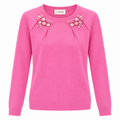 anna molinari Women Knit Crew Neck Embroidered Pink