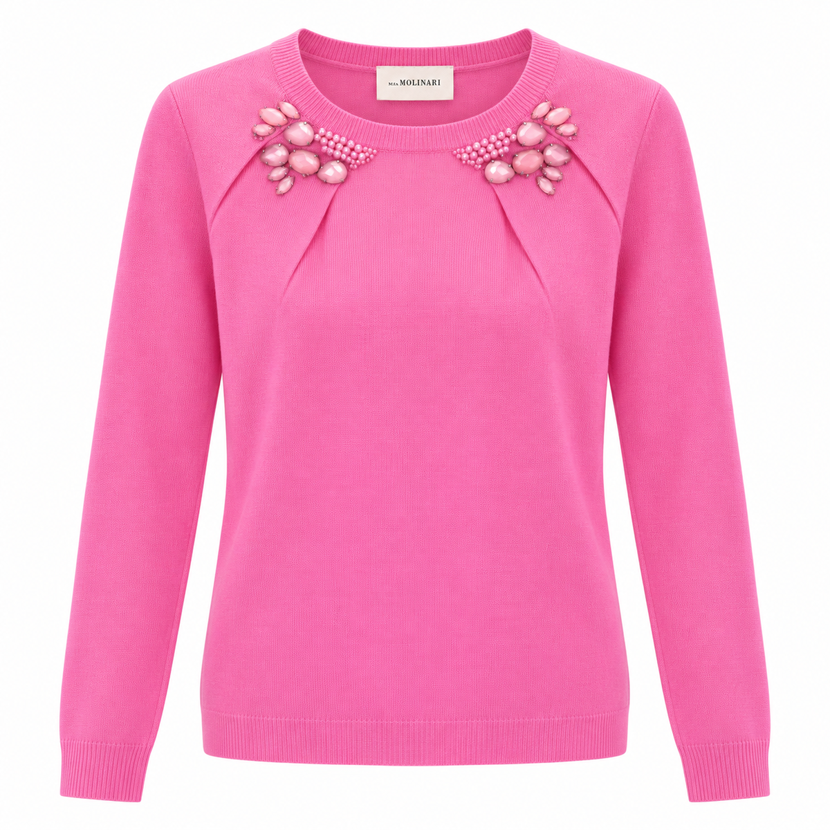 anna molinari Women Knit Crew Neck Embroidered Pink