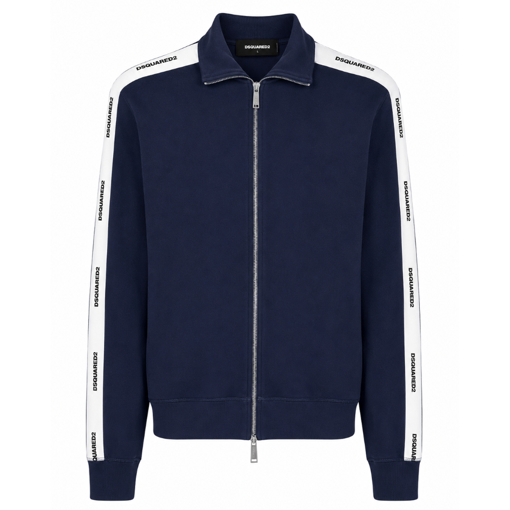 Dsquared2 Men Sweatshirt Cotton Bande Logate Blue