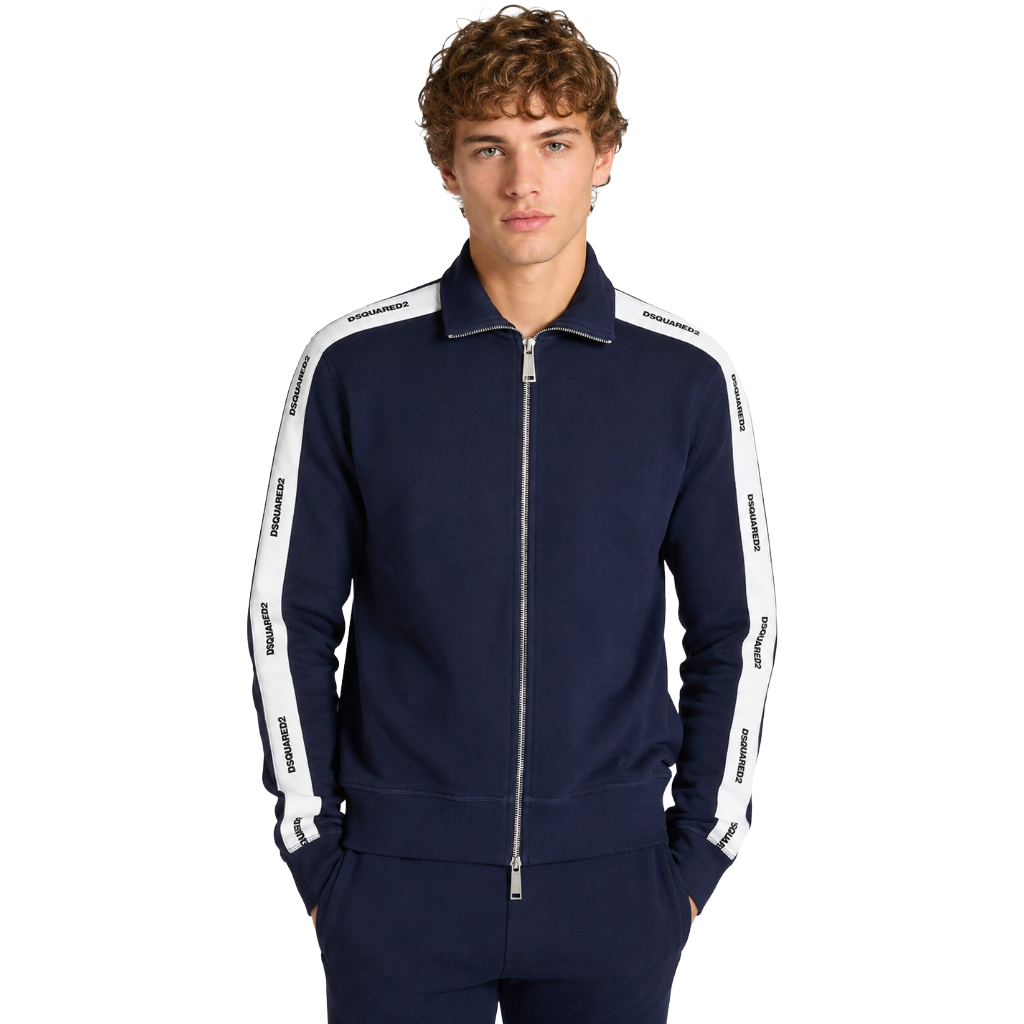 Dsquared2 Men Sweatshirt Cotton Bande Logate Blue
