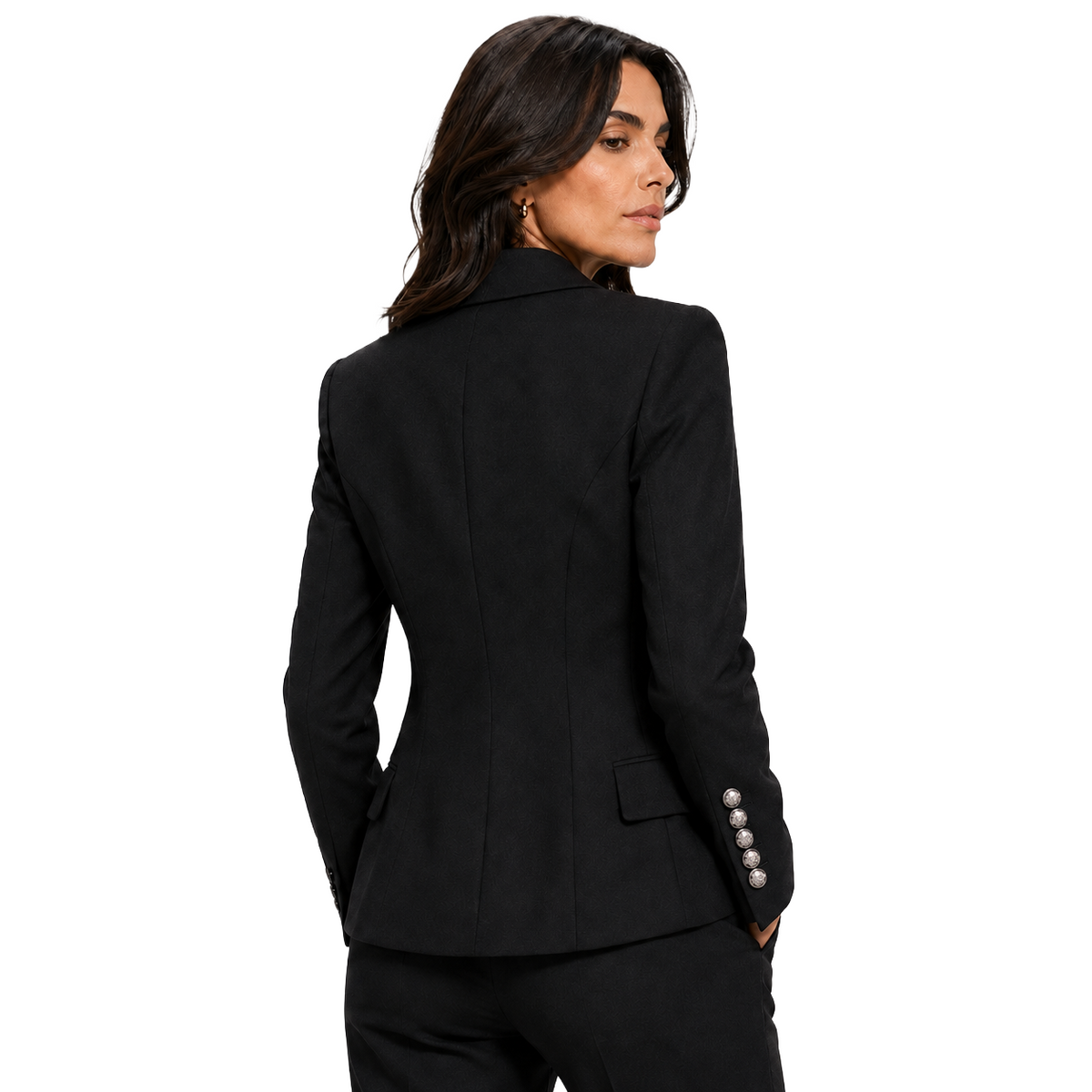 Balmain Women Jacket Double-Breasted Decorata Black