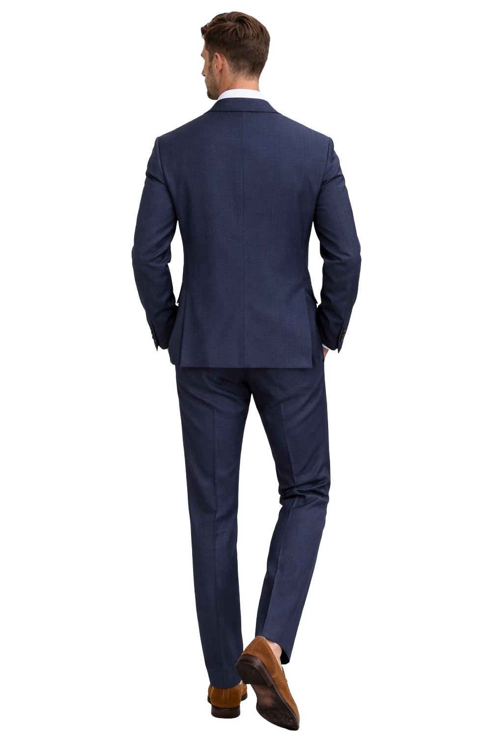 Loro Piana Fabric Men Suit Wool Navy Blue