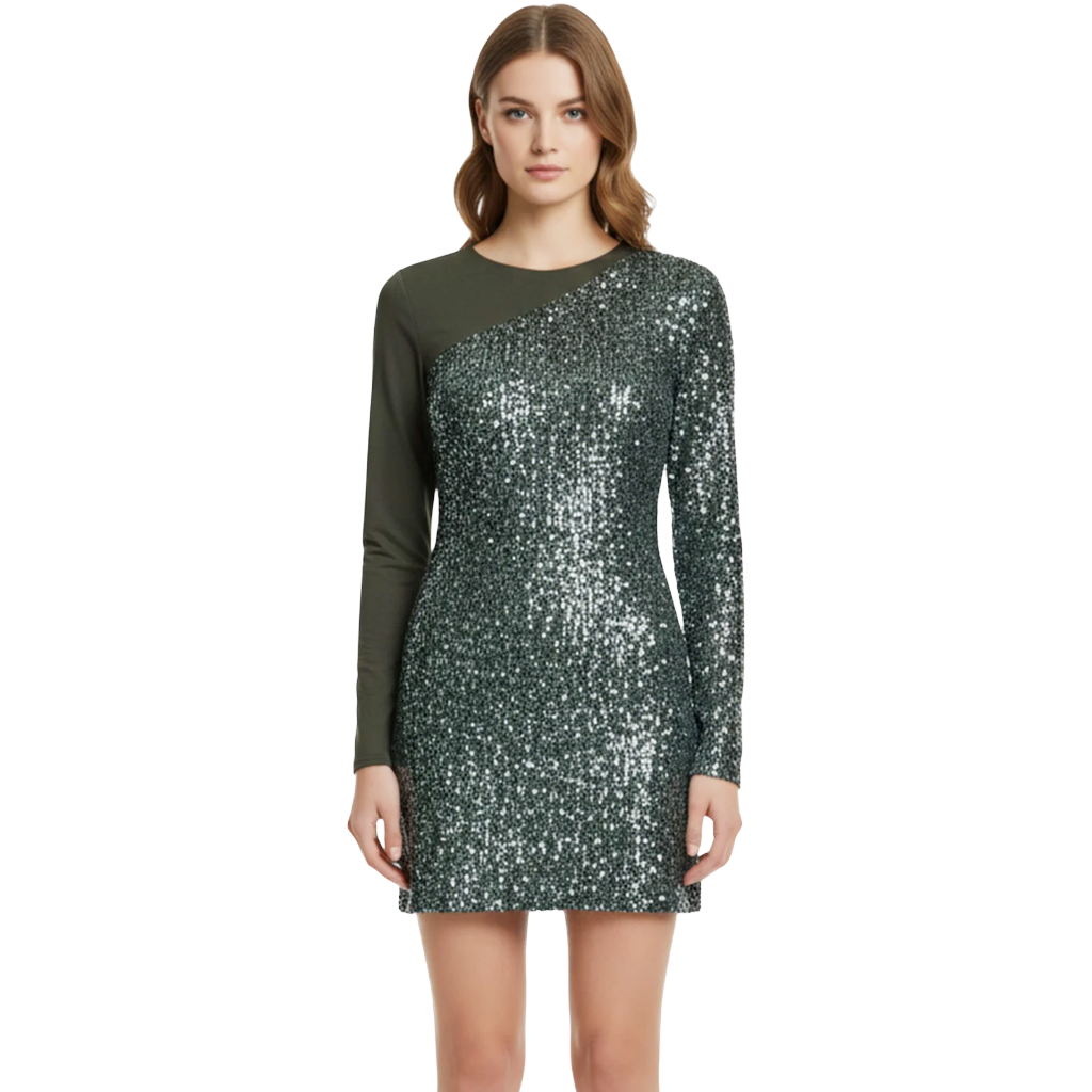 Pinko Women Dress Alison Sequins Green