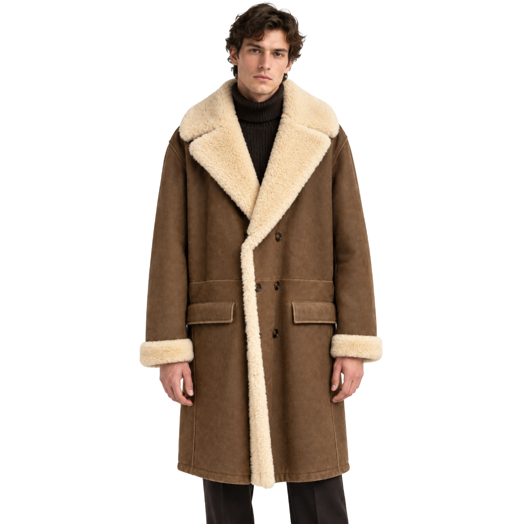 Dolce & Gabbana Men Coat Leather Brown