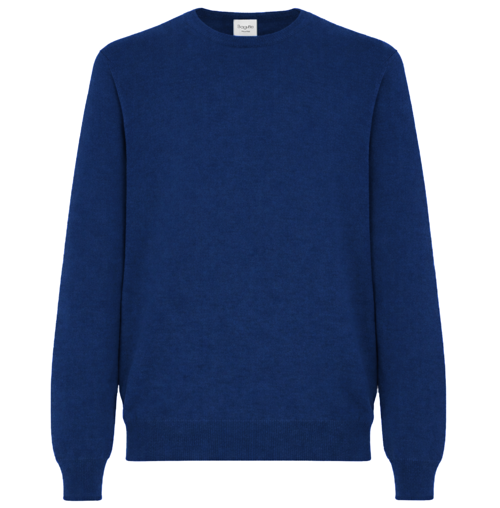 Bagutta Men Crew Neck Gauge Bluette Sweaters Blue