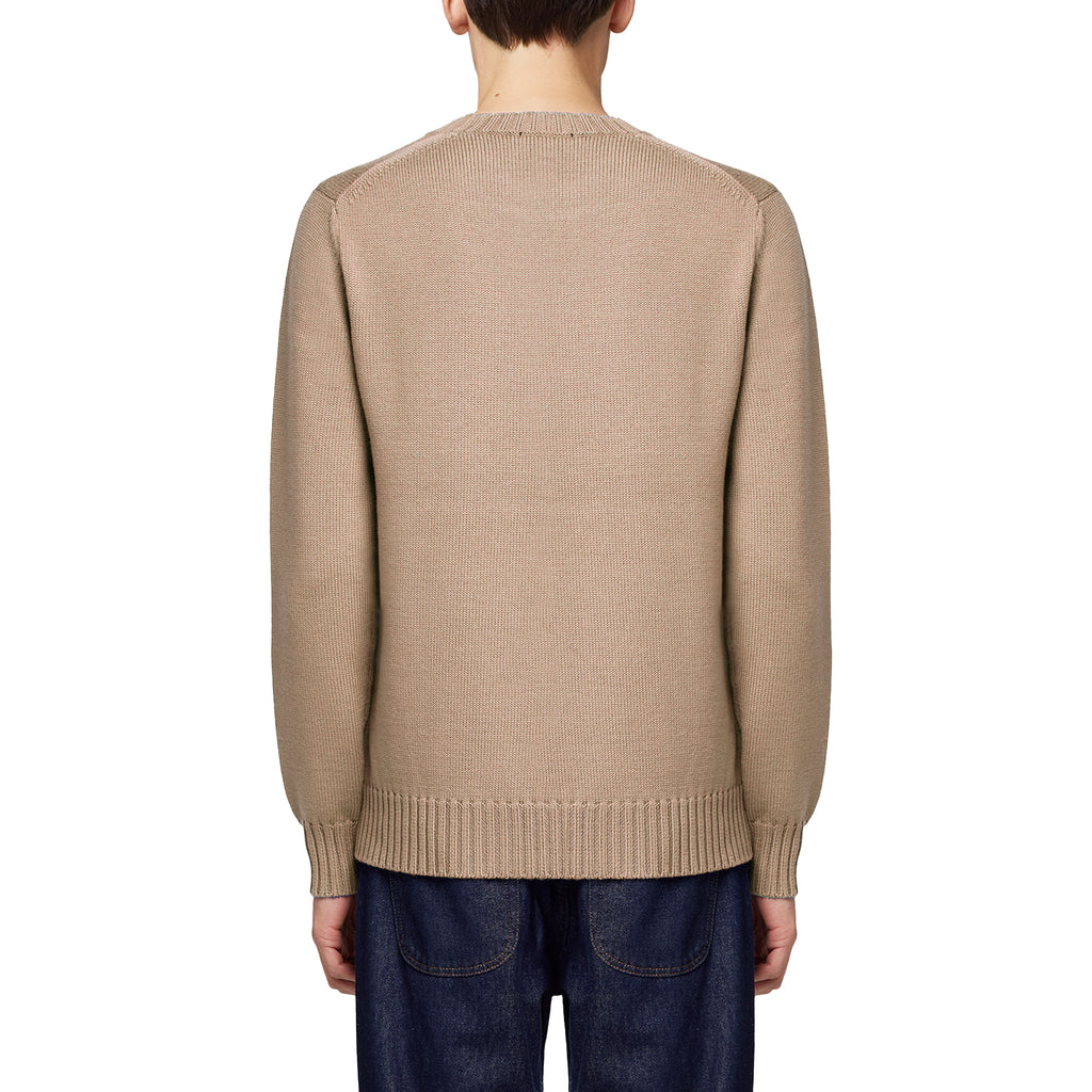 Alpha Studio Men Crewneck Longsleeve Cashmere Sweaters Camel