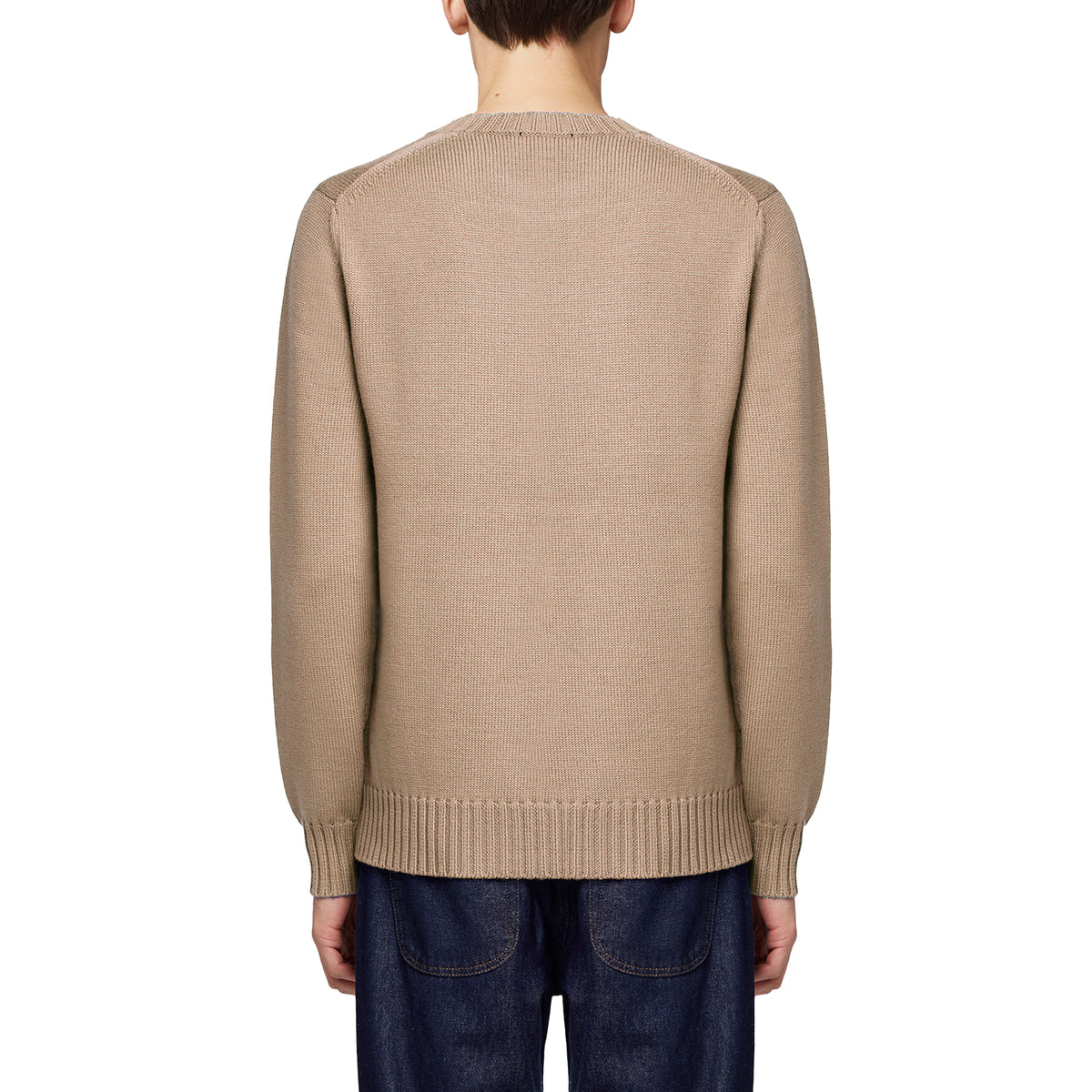Alpha Studio Men Crewneck Longsleeve Cashmere Sweaters Camel