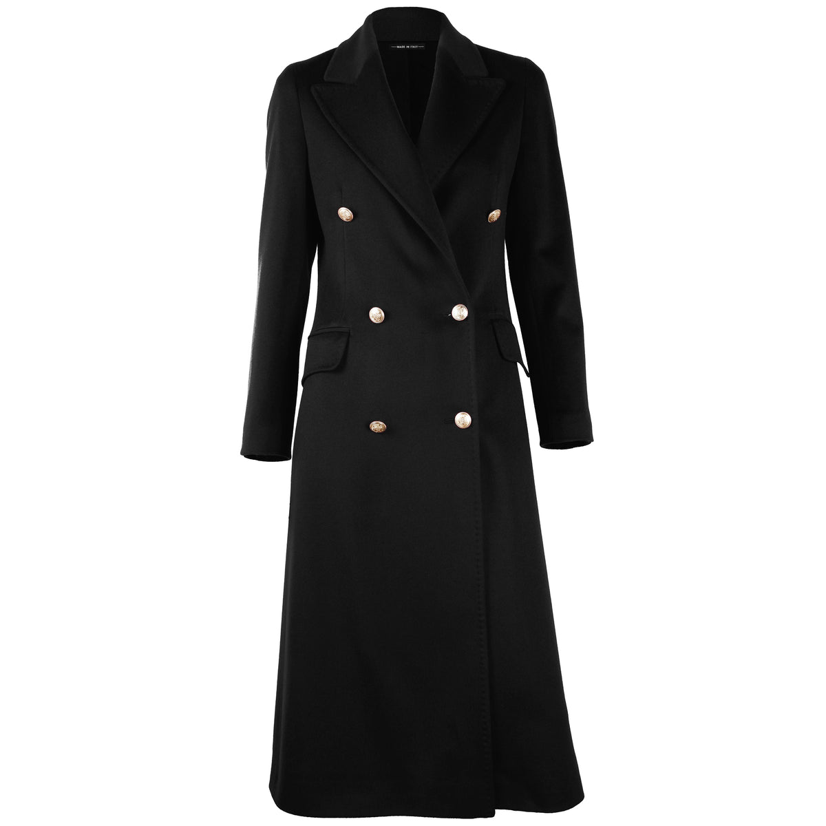 Loro Piana Fabric Women Coat Double-Breasted Black