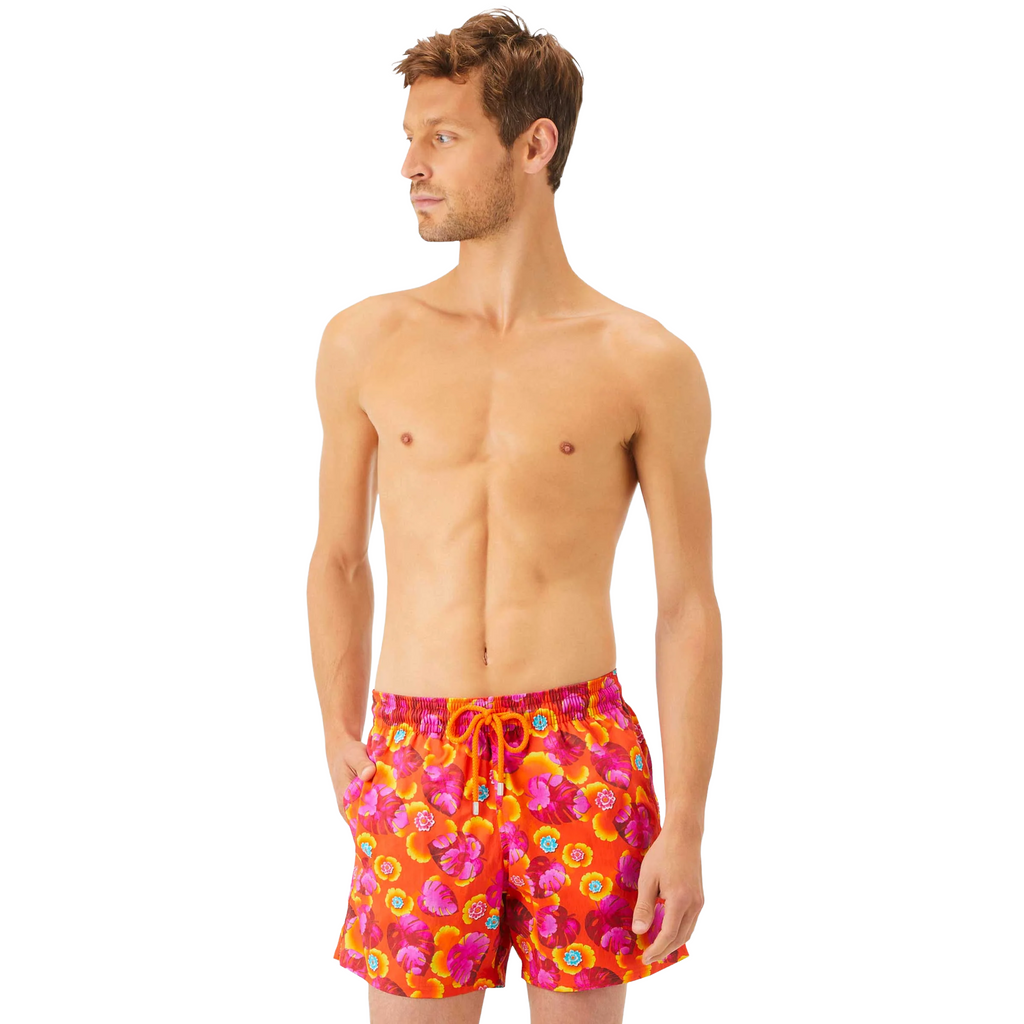 Vilebrequin Men Swim Shorts Leaf Vintage Multicolor
