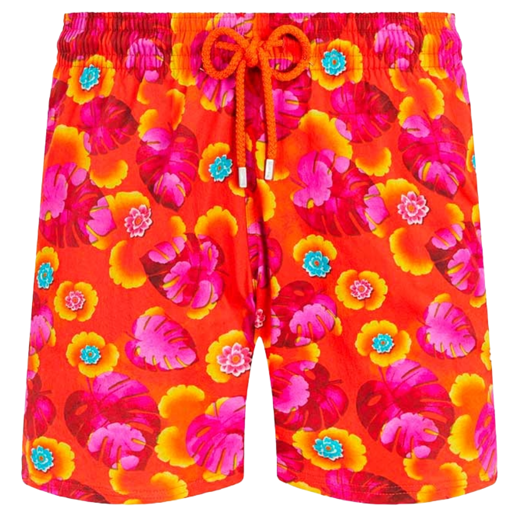 Vilebrequin Men Swim Shorts Leaf Vintage Multicolor