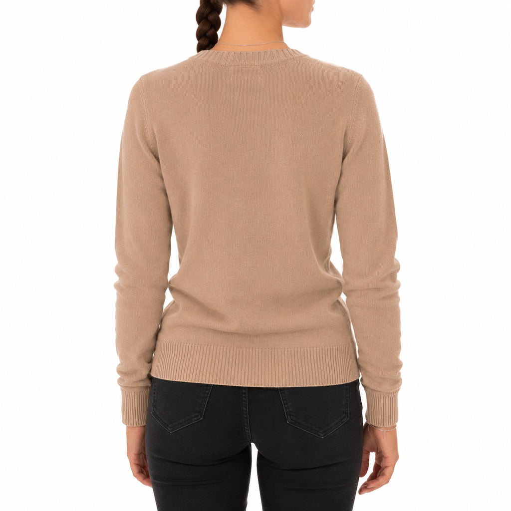 Emilio Romanelli Women Knit Cashmere Crew Neck Beige