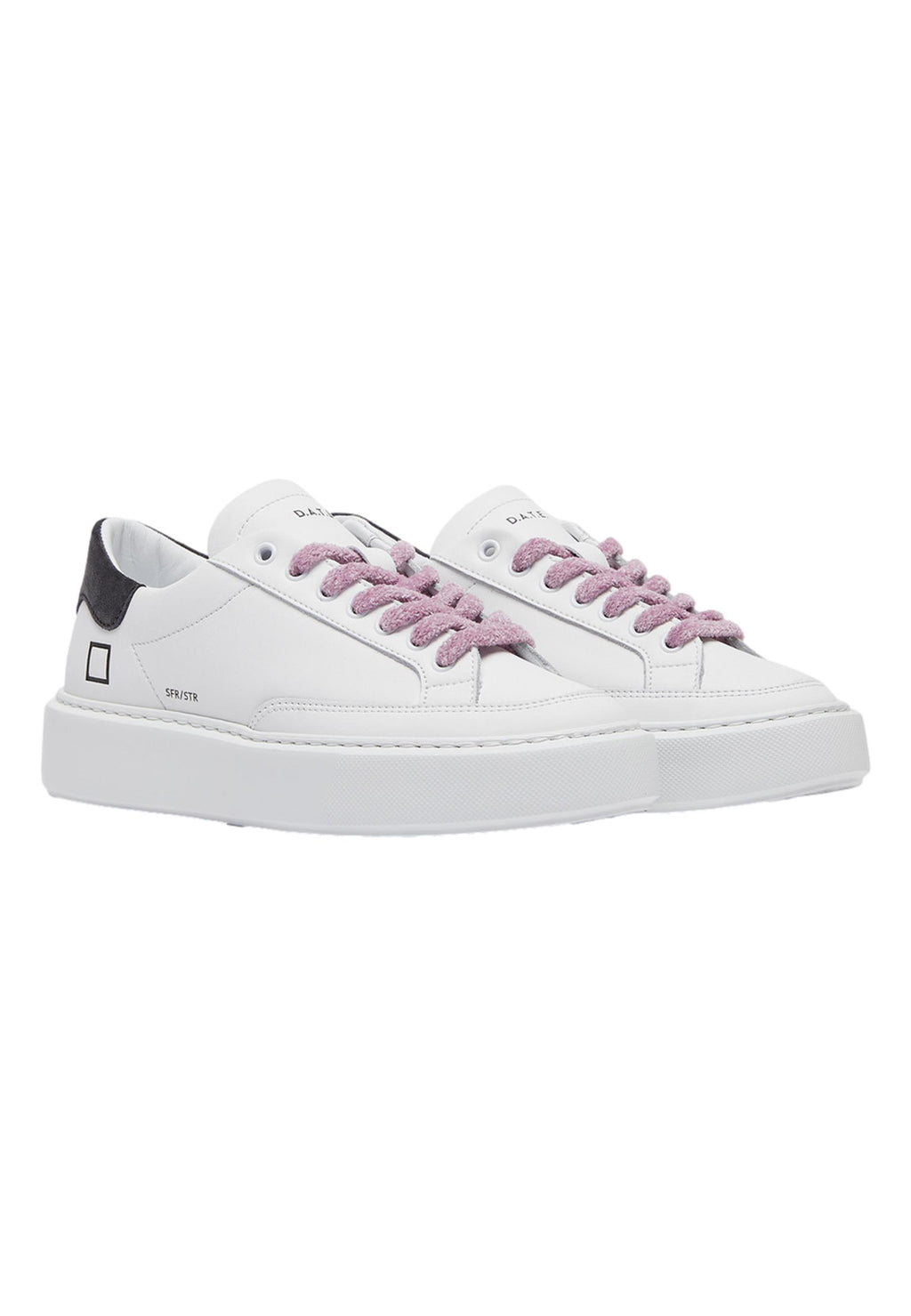 D.A.T.E. Women Sfera Stripe White Gray Sneakers Beige