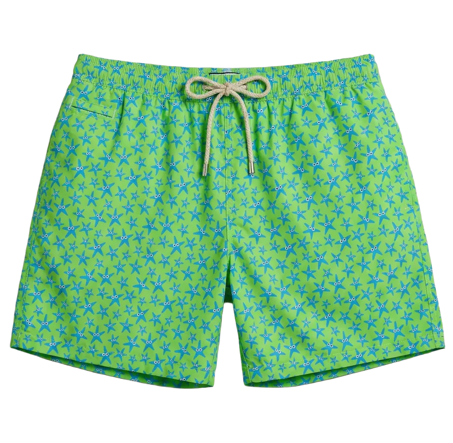 MC2 Saint Barth Men Micro Patterned Poster Starfish Swimwear Green