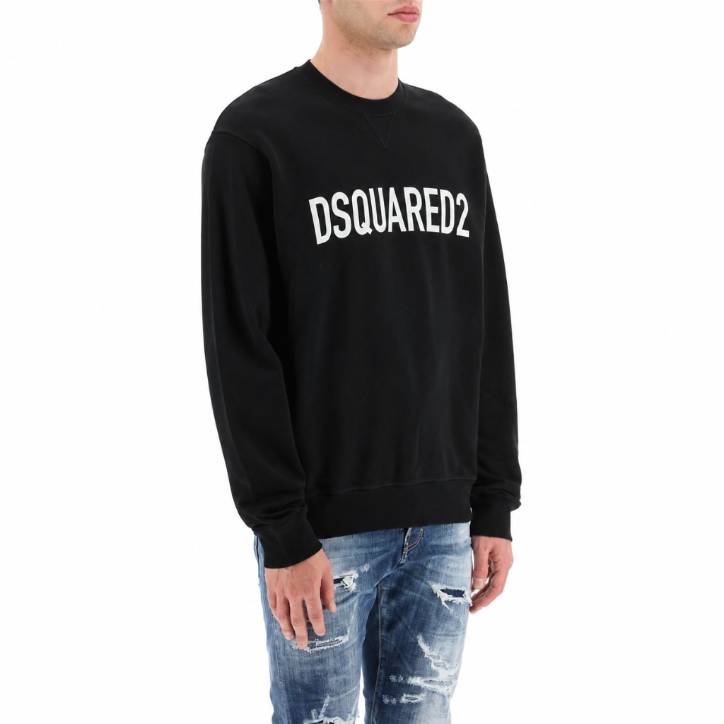 Dsquared2 Men Sweatshirt Crew Neck Print Black