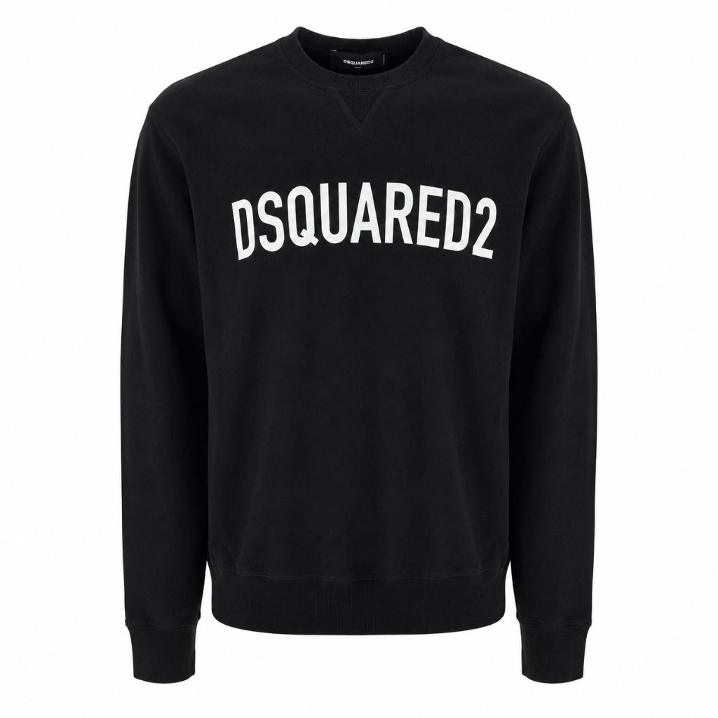 Dsquared2 Men Sweatshirt Crew Neck Print Black