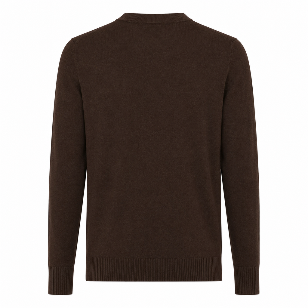Alpha Studio Men Knit Crew Neck Wool Merino Brown