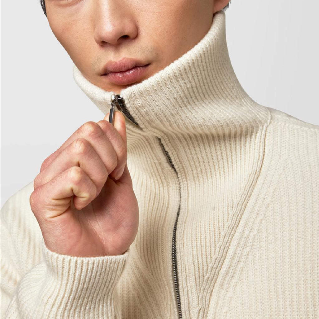 Alpha Studio Men Brioches Turtleneck Sweater White