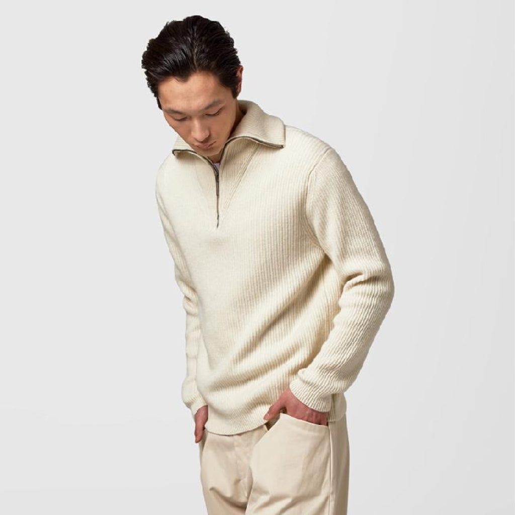 Alpha Studio Men Brioches Turtleneck Sweater White