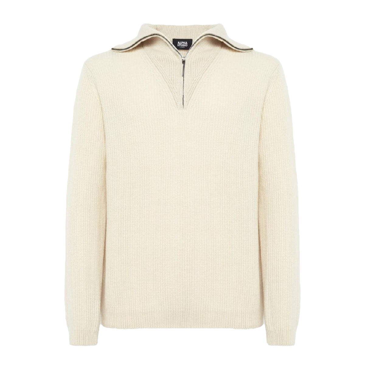 Alpha Studio Men Brioches Turtleneck Sweater White