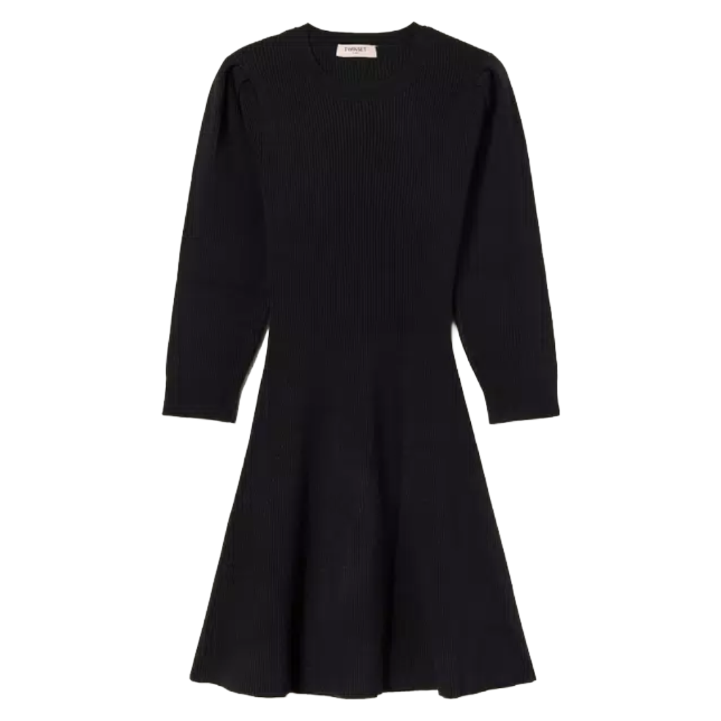 Twinset Women Dress Knit Ribbed Black