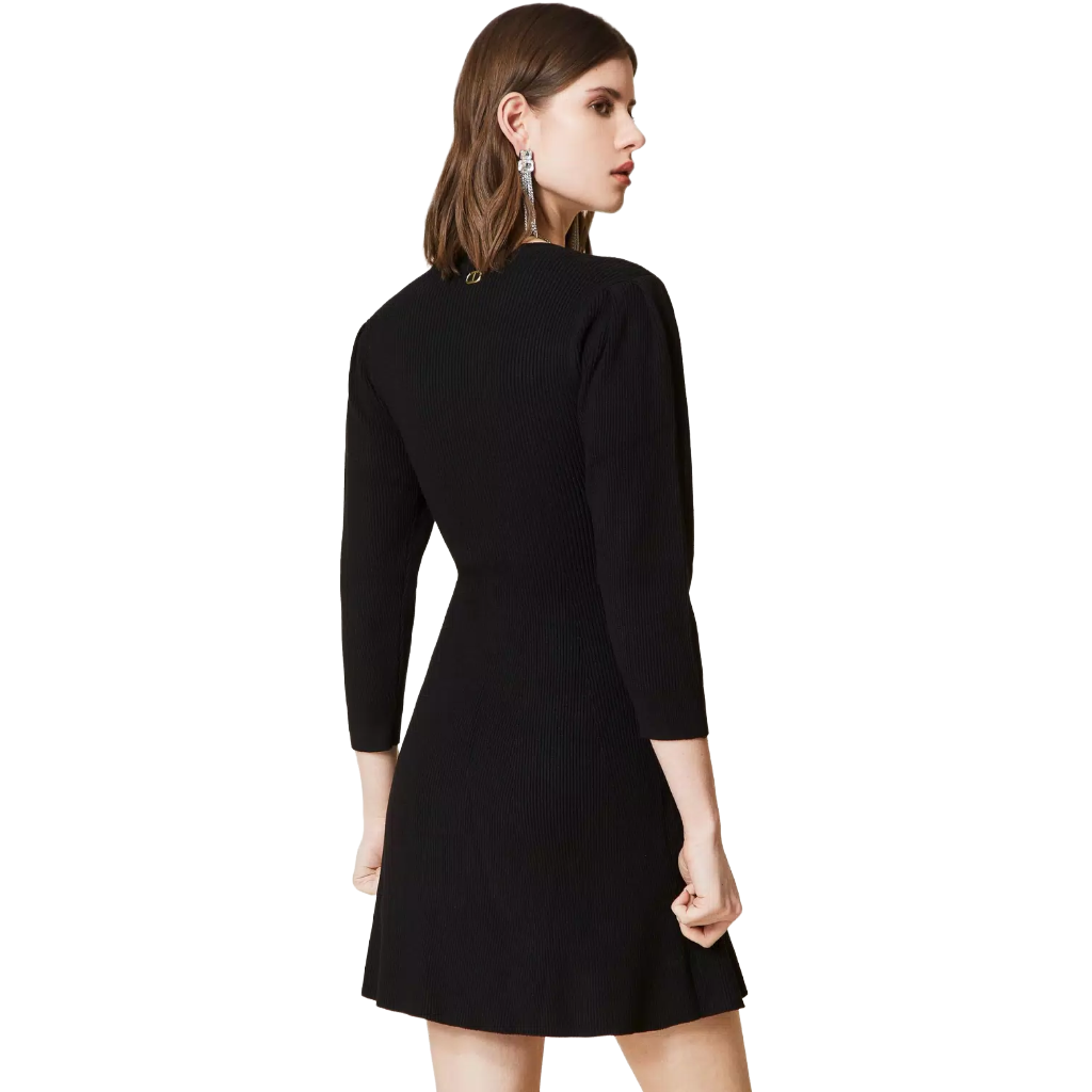 Twinset Women Dress Knit Ribbed Black