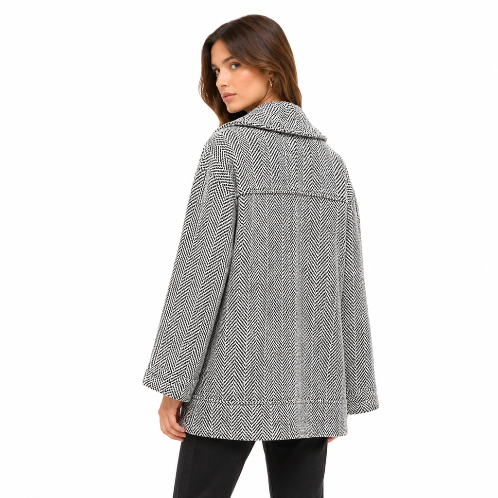 Patrizia Pepe Women Coat Black Granit White