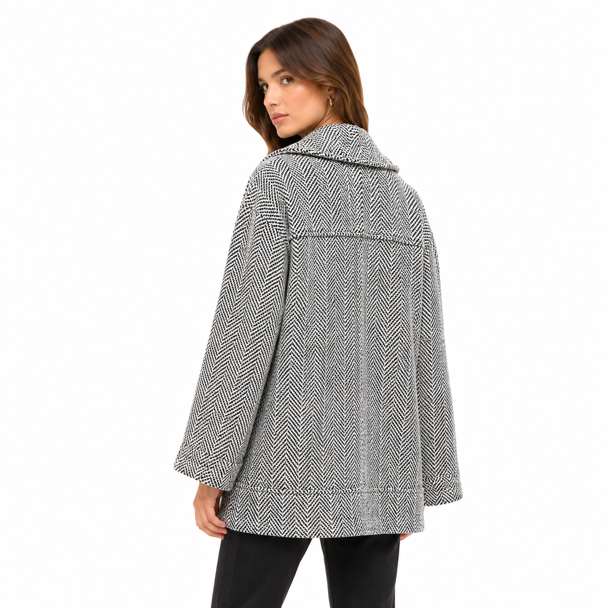 Patrizia Pepe Women Coat Black Granit White